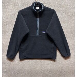 Patagonia Synchilla 1/2 Zip Pullover Mens Medium Black Sweatshirt Half Zip EUC